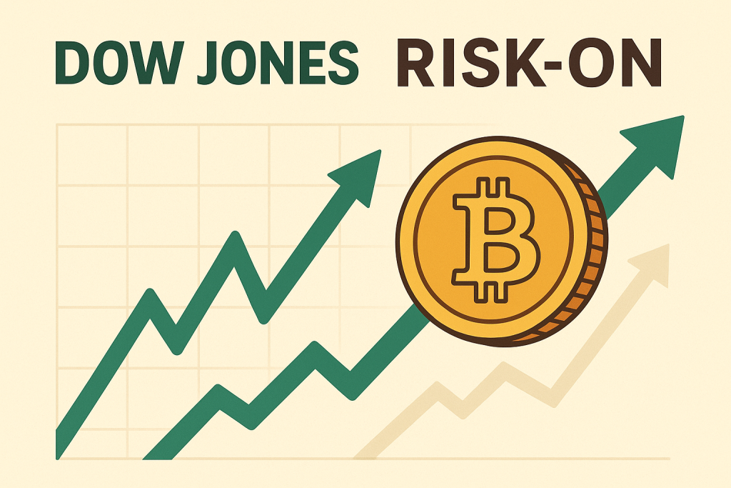 Dow Jones & Bitcoin Rising