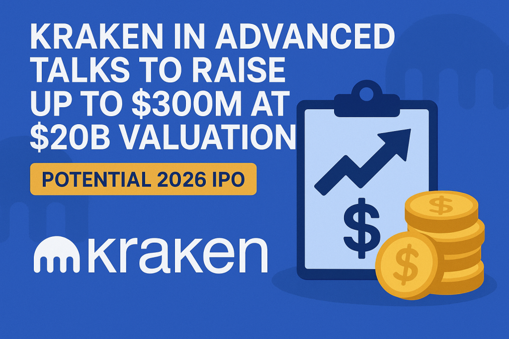 Kraken in Advanced Talks to Raise Up to $300M at $20B Valuation Kraken crypto exchange funding talks, $20B valuation