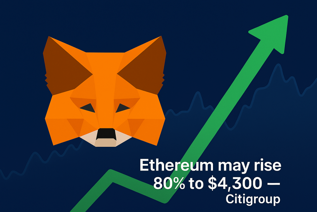 MetaMask fox logo with growth arrow