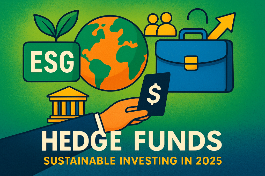 Hedge fund investment concept with ESG and sustainability icons