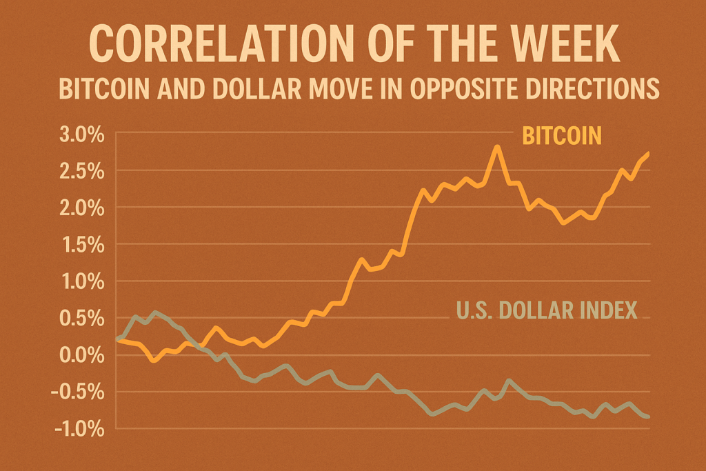 Correlation of the Week: Bitcoin and the Dollar Move in Opposite Directions Bitcoin price rises as U.S. Dollar Index drops