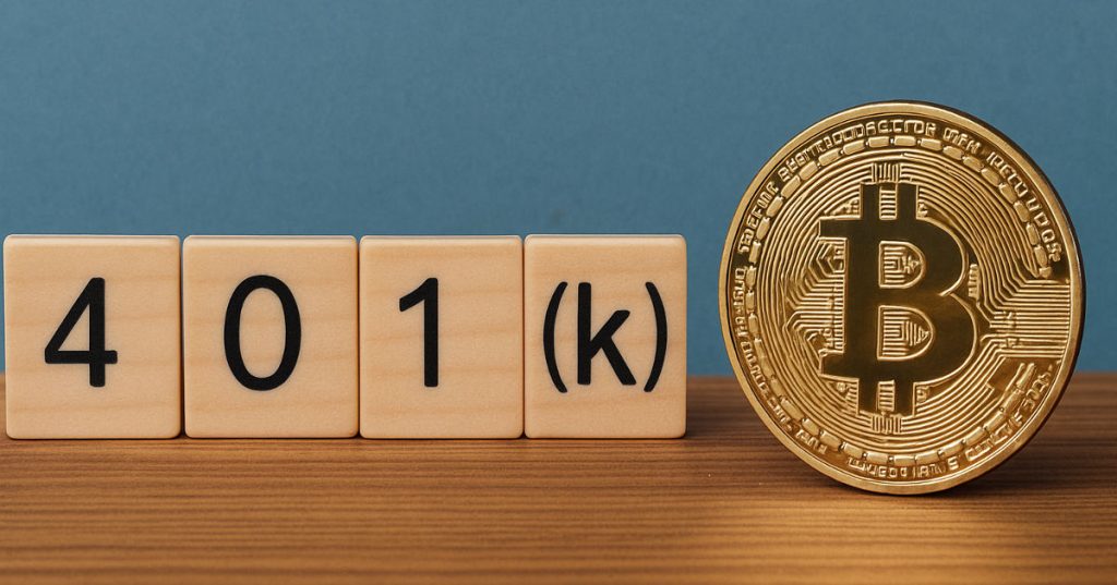 Cryptocurrencies Now Part of 401(k) Retirement Plans Cryptocurrencies and digital retirement savings concept