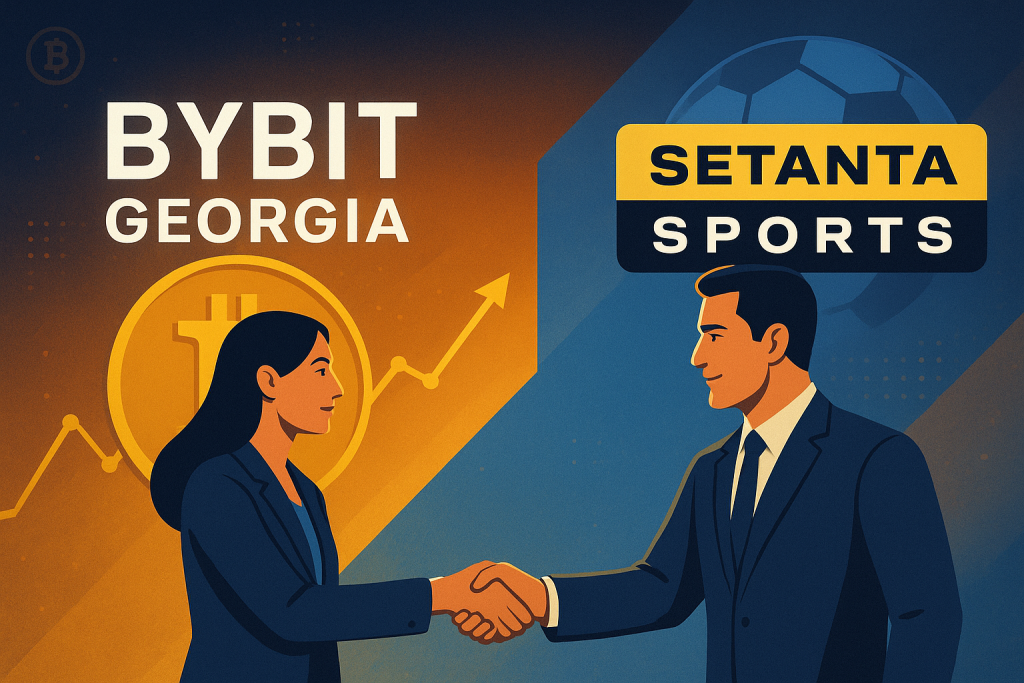 Bybit Georgia Makes a Strong Debut at DGFI 2025 and Announces Partnership with Setanta Sports Modern business and cryptocurrency partnership concept
