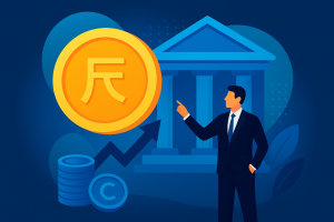 Businessman pointing at Canton Coin symbolizing institutional crypto investment
