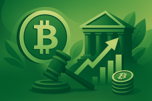 Green illustration symbolizing Bitcoin growth and corporate investment.