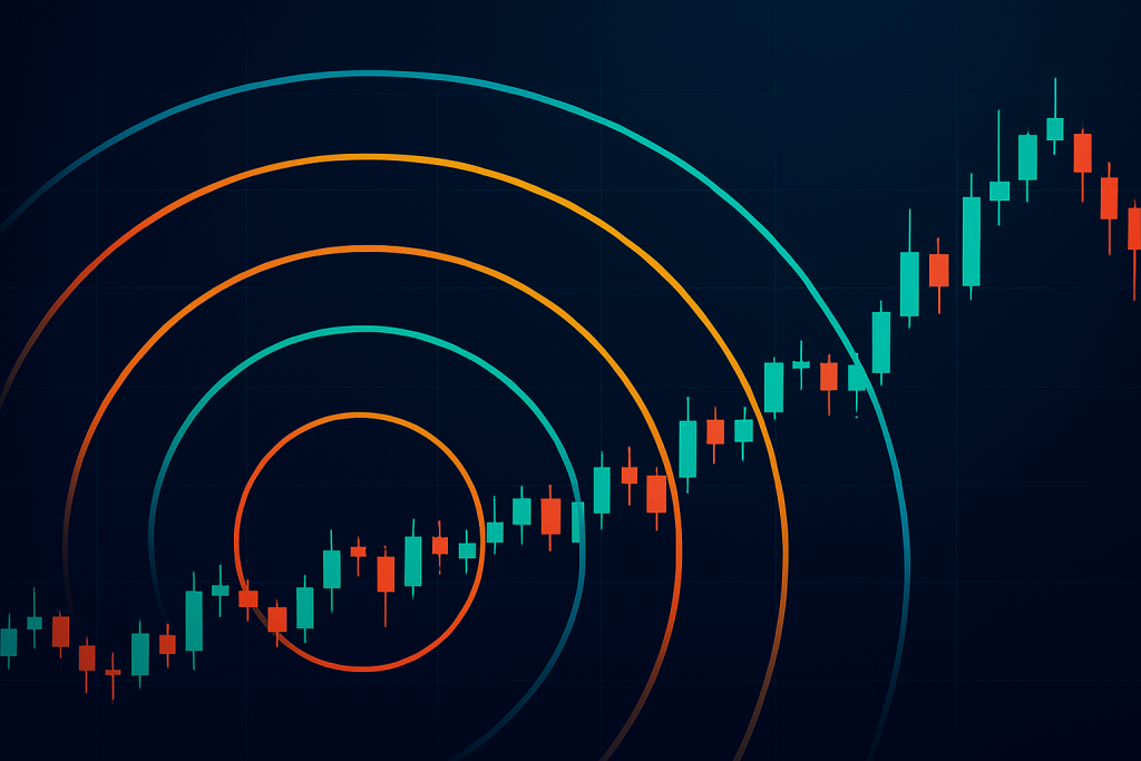 Fibonacci Circles: A Key Tool for Identifying Consolidation Zones Fibonacci circles on trading chart showing support and resistance zones