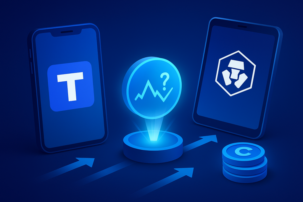 Truth Social Partners with Crypto.com to Launch Prediction Markets 3D illustration showing Truth Social and Crypto.com partnership for blockchain-based prediction markets.