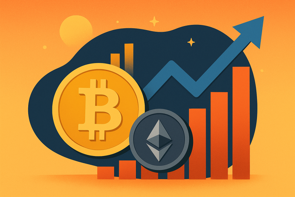 Bitcoin ETFs See $3.2B Inflows in a Single Week — Second-Highest Ever bitcoin ethereum etf inflows growth illustration