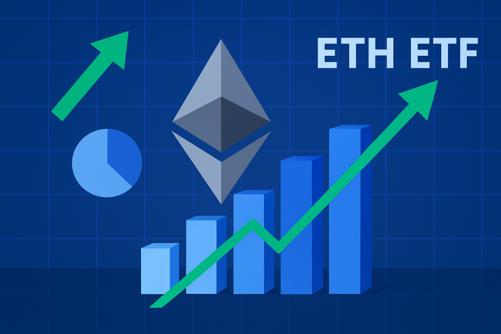 Ethereum ETFs Attract $547M Inflows — Strongest in 46 Days Ethereum ETF inflows chart with rising bars and logo