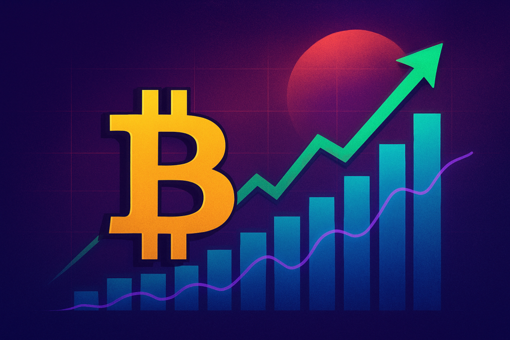 Bitcoin in the late bullish cycle with market growth visuals