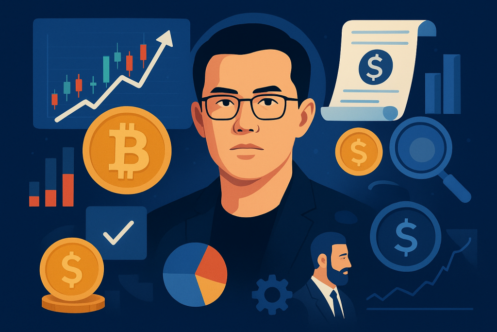Weekly Crypto Digest: CZ Pardoned, Solana ETF Debuts in Hong Kong, and Polymarket Token Launch Changpeng Zhao surrounded by Bitcoin symbols and financial graphics in a modern crypto-themed illustration.
