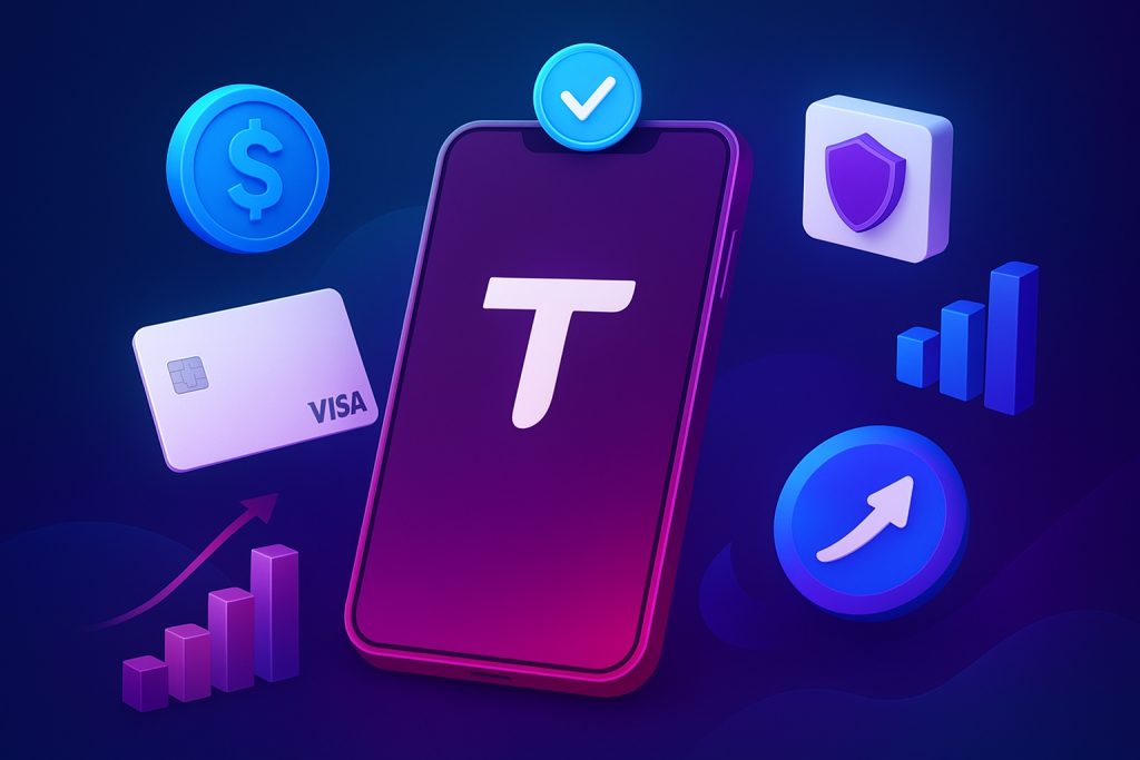 Tria crypto neobank dashboard with global transactions and AI integration