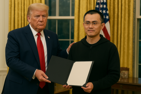 Donald Trump pardons former Binance CEO Changpeng Zhao in the Oval Office