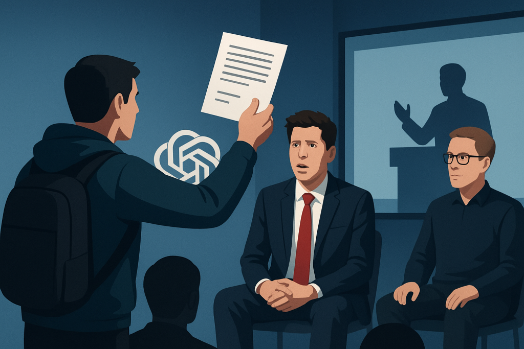 Protester confronts OpenAI CEO Sam Altman on stage