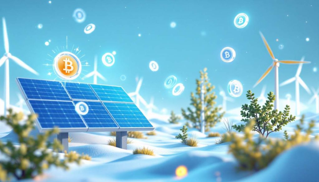 Futuristic solar panels and energy storage connected by digital blockchain network