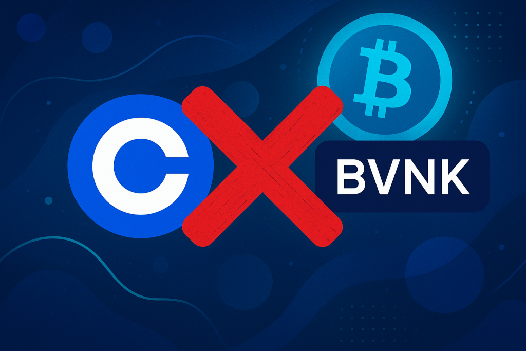 Coinbase and BVNK logo representing cancelled $2B acquisition