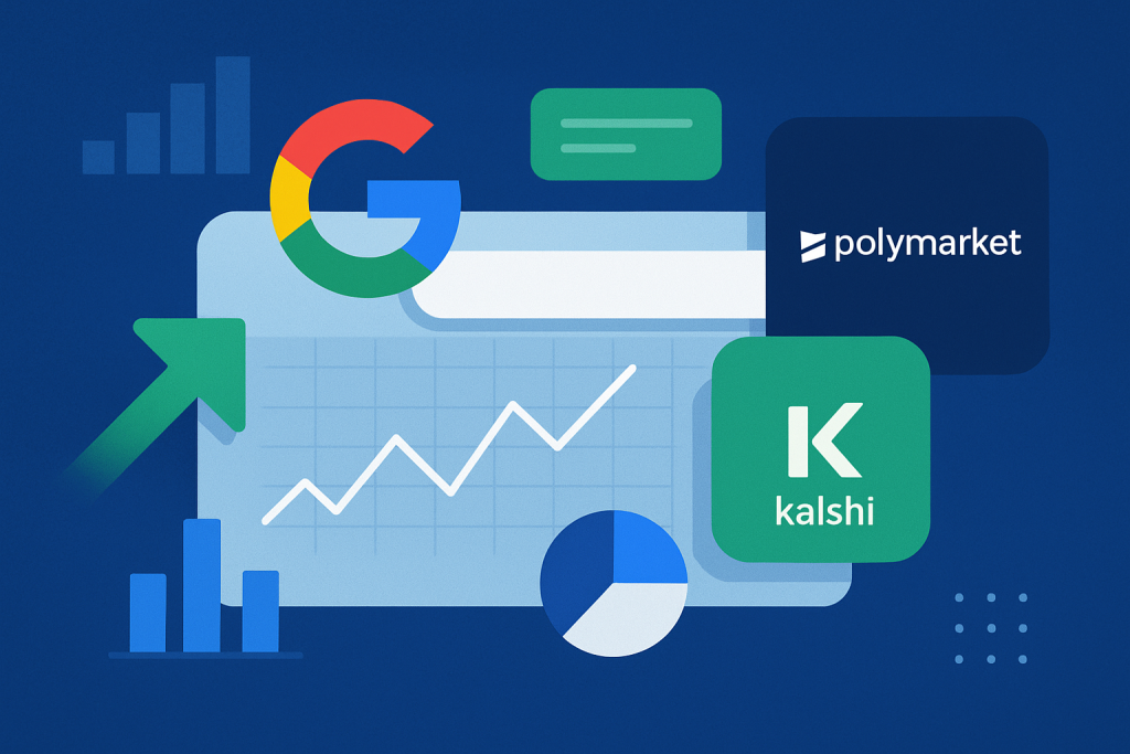 Google Finance integration with Polymarket and Kalshi