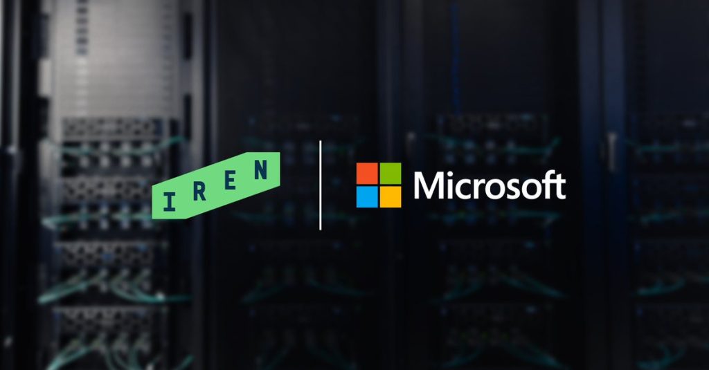 AI data center infrastructure partnership between IREN and Microsoft with GPU clusters