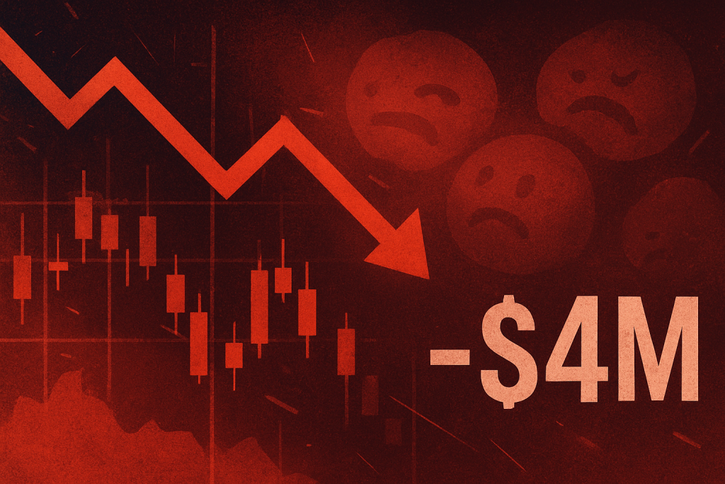 Trader Loses $4M on Meme Coins in Under a Month Abstract financial chart illustrating sharp market losses