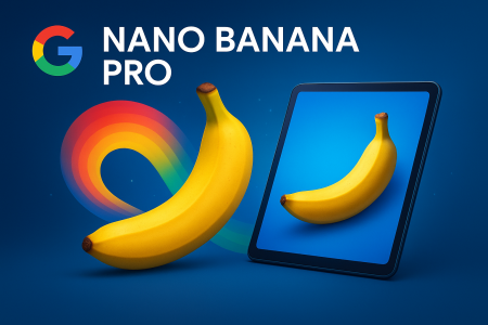 AI-generated modern 3D illustration of a banana and digital screen in a futuristic style